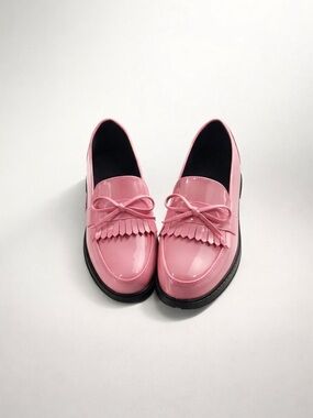 Women’s Pink Patent Loafer with Fringe and Bow